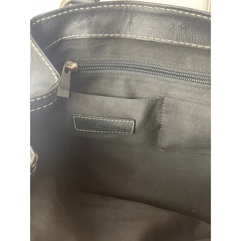 Andrea Mabiani Black Leather Satchel Bag Top Handles